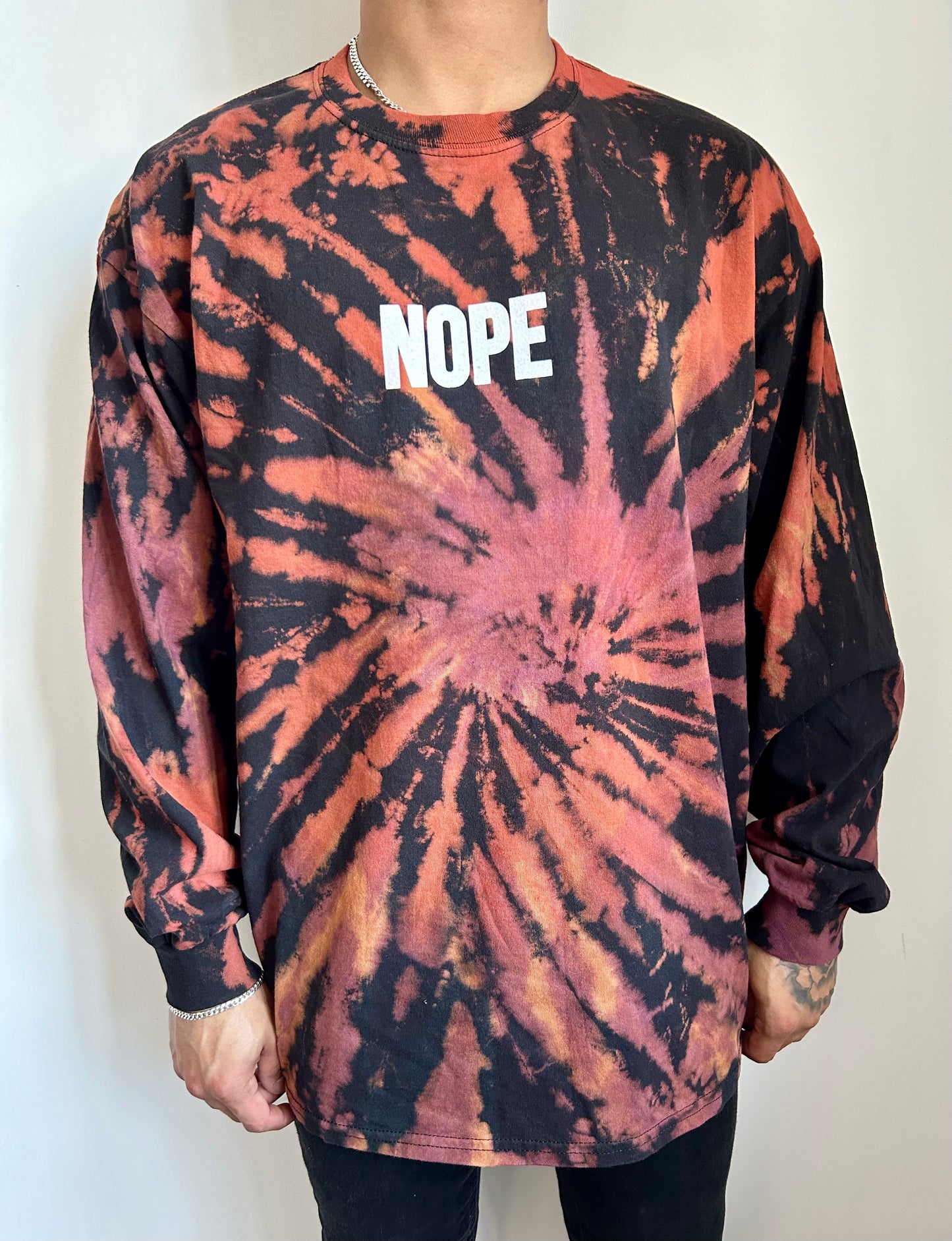 Long Sleeve Tee Spiral Bleached Colorful NOPE