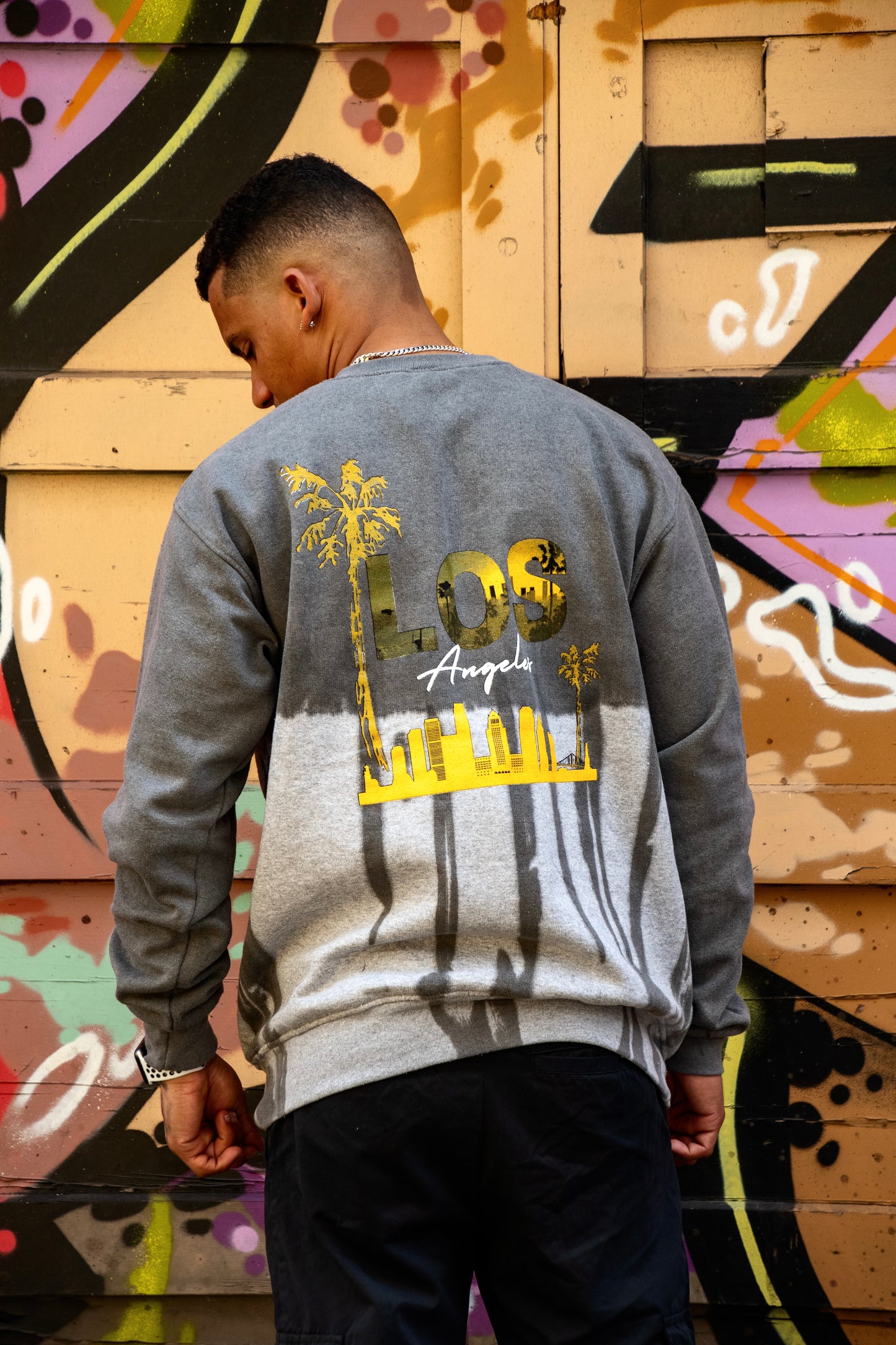 Tie Dye Grey Sweatshirt LOS ANGELES